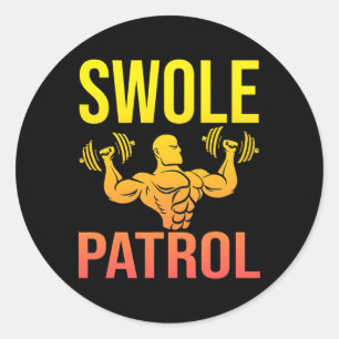 Sticker Rond Funny Bodybuilding Swole Patrol Weighter-lifter Sa