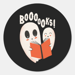 Sticker Rond Funny Bookworm Ghost Halloween Costume Booooks