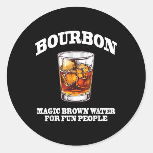 Sticker Rond Funny Bourbon Magic Eau Brown