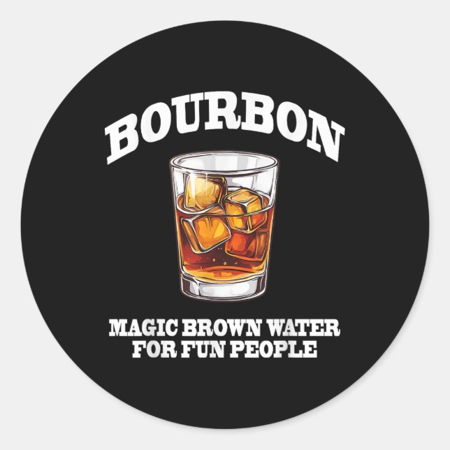 Sticker Rond Funny Bourbon Magic Eau Brown (Devant)