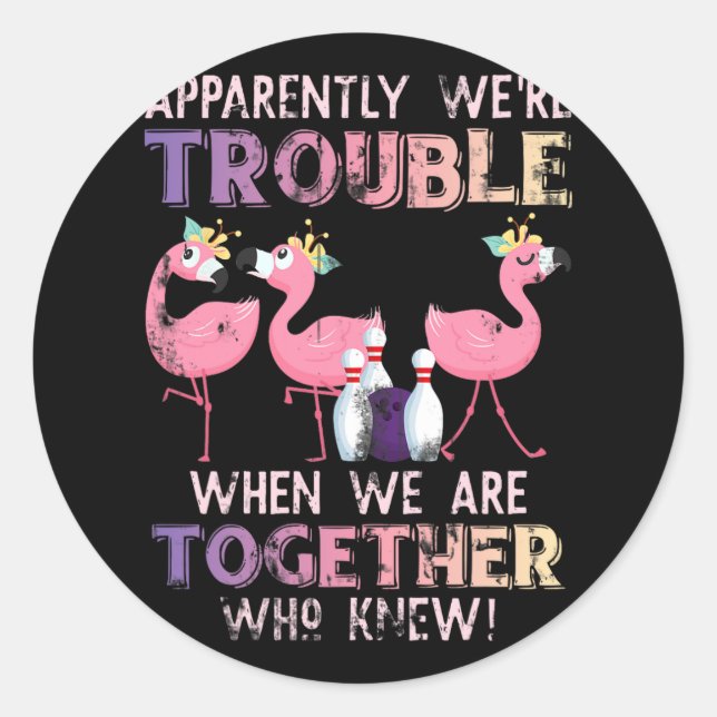 Sticker Rond Funny Bowling Flamant rose (Devant)