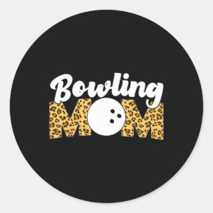 Sticker Rond Funny Bowling Maman Leopard Cheetah Bowling Maman