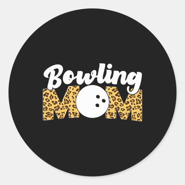 Sticker Rond Funny Bowling Maman Leopard Cheetah Bowling Maman (Devant)
