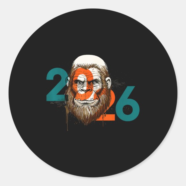 Sticker Rond Funny Boys Nye Outfit, Mens Fireworks Bigfoot Happ (Devant)