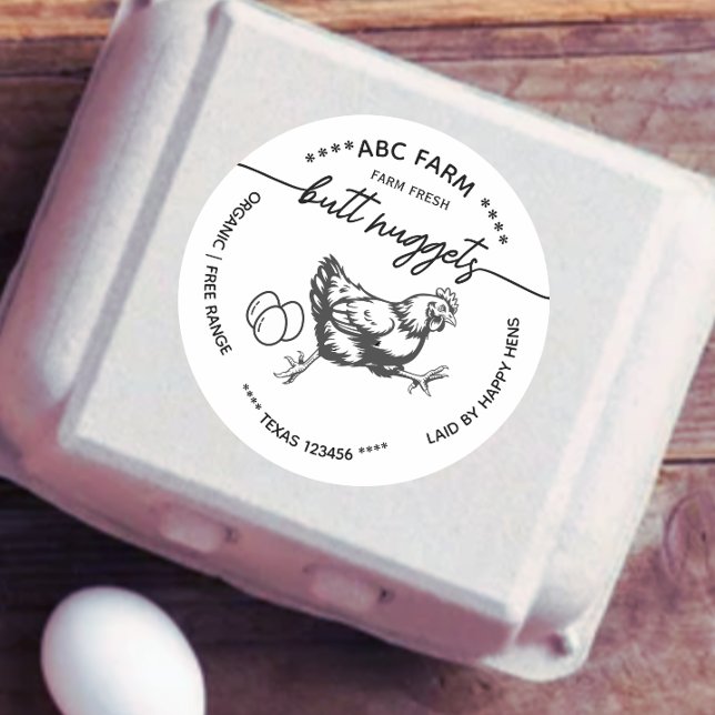 Sticker Rond Funny Butt nuggets egg carton label (Créateur téléchargé)