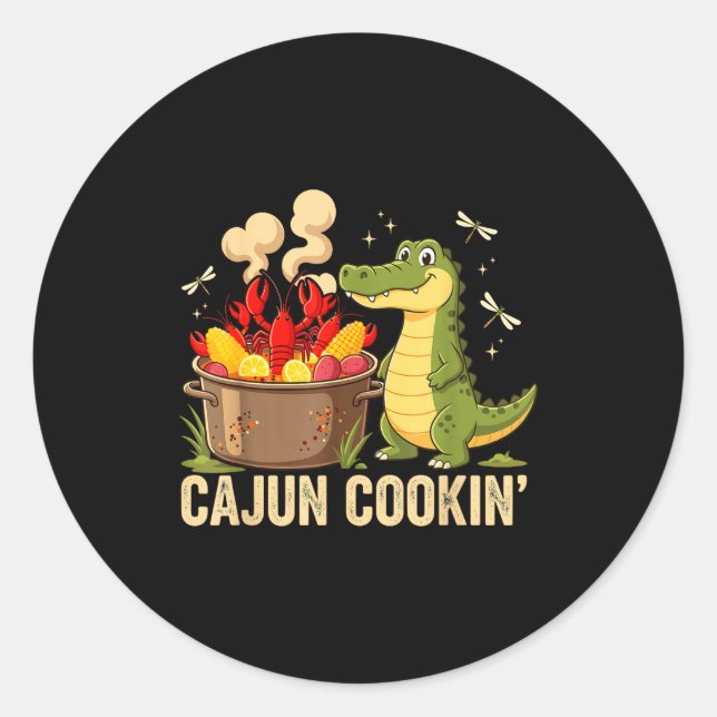 Sticker Rond Funny Cajun Louisiana Boil Alligator Crawfish Mard (Devant)