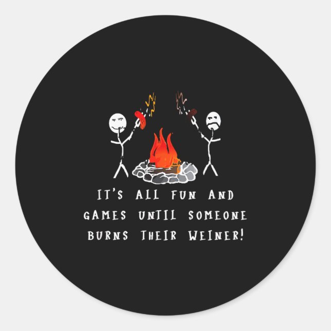 Sticker Rond Funny Camng Burnt Weiner  (Devant)