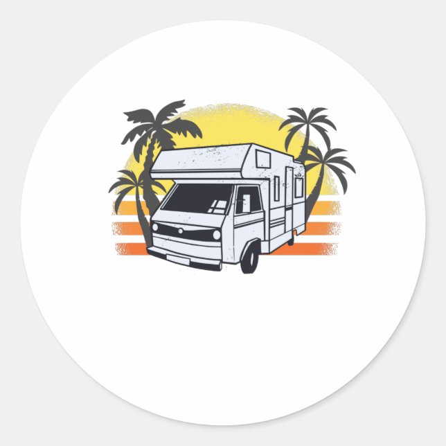 Sticker Rond Funny Camper Motorhome - Camping Caravan (Devant)