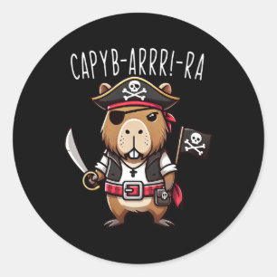 Sticker Rond Funny Capyb-arrr Pirate Capybyra Halloween Garçons