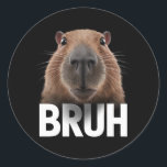 Sticker Rond Funny Capybara Bruh<br><div class="desc">Funny Capybara Bruh</div>