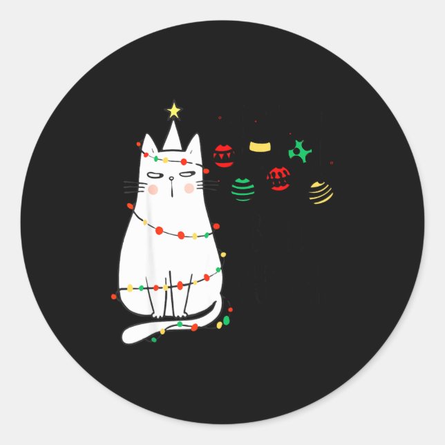 Sticker Rond Funny Cat Ball Buster Christmas Humor  (Devant)