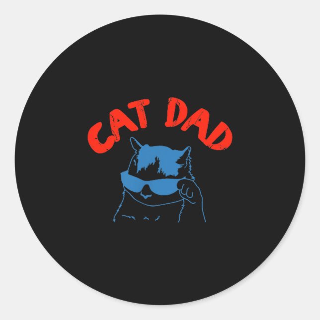 Sticker Rond Funny Cat Dad Club 2 Sided Life Is Better With Cat (Devant)