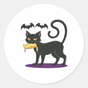 Sticker Rond Funny Cat Halloween élection de vote 2024 États-Un
