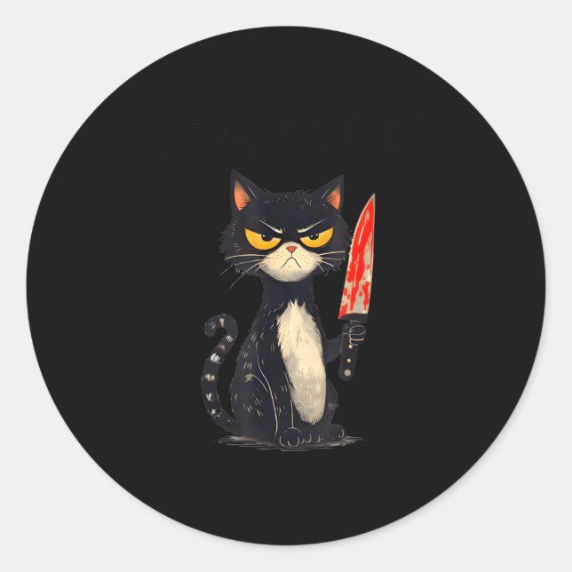 Sticker Rond Funny Cat Meme I Require Snacks Design Men Women  (Devant)