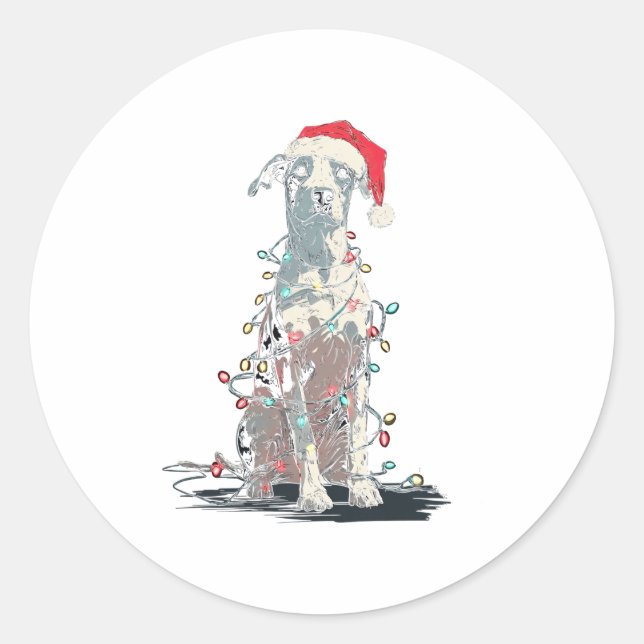 Sticker Rond Funny Catahoula Leopard Dog Christmas Graphics Lig (Devant)