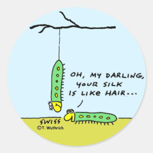 Sticker Rond Funny Caterpillar in Love Cartoon Wedding shower