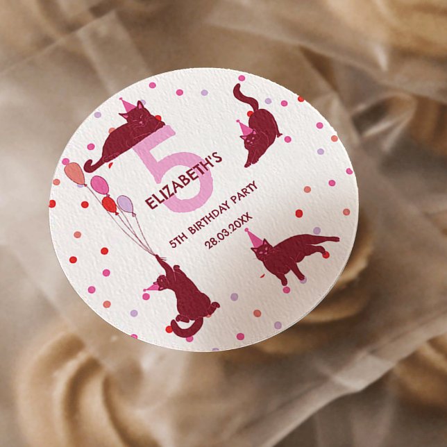 Sticker Rond Funny Cats Purrfect Birthday Party (Créateur téléchargé)