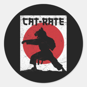 Sticker Rond Funny Chat-rate Cat Karate Cadeau Pour Arts Martia