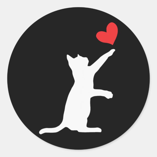 Sticker Rond Funny Chat Valentine Cute Coeur Amoureux des chats (Devant)