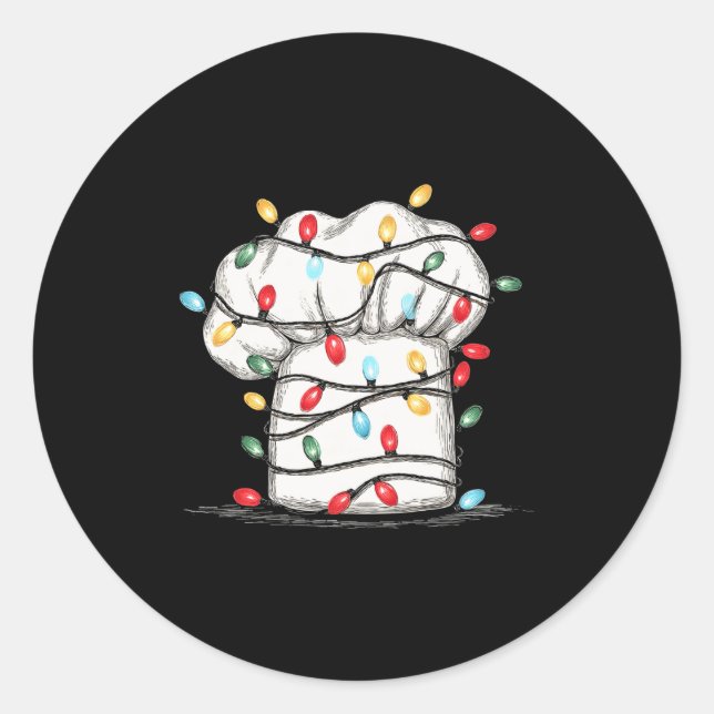 Sticker Rond Funny Chef Christmas Graphics Lights Lover Cook Co (Devant)