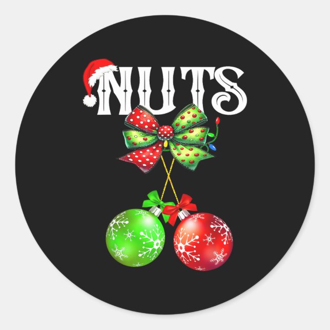 Sticker Rond Funny Chest Nuts Chestnuts Matching Family Christm (Devant)