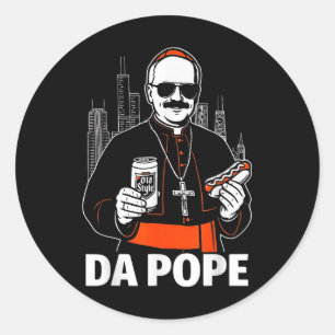 Sticker Rond Funny Chicago Pope Leo Xiv Graphic