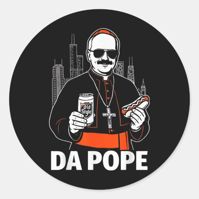 Sticker Rond Funny Chicago Pope Leo Xiv Graphic (Devant)