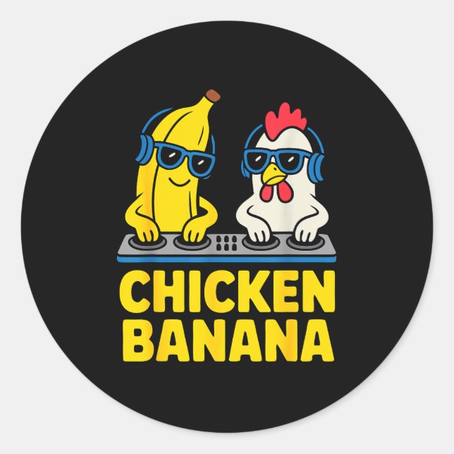Sticker Rond Funny Chicken Banana  (Devant)