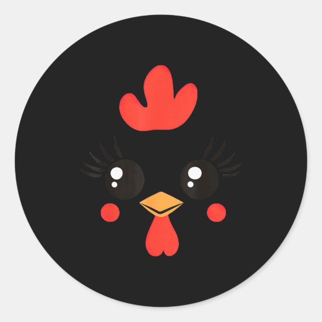 Sticker Rond Funny Chicken Face Halloween  (Devant)