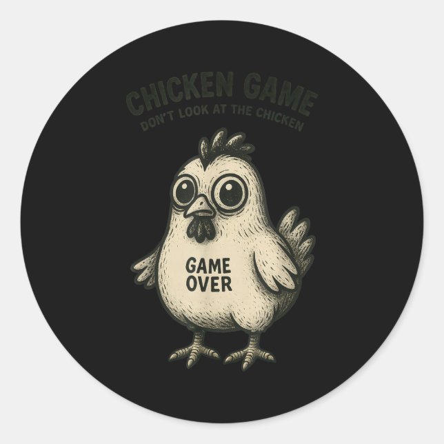 Sticker Rond Funny Chicken Game Graphic Tee Men Women Teens Boy (Devant)