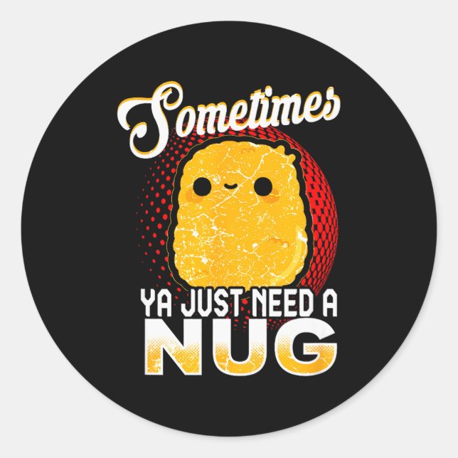 Sticker Rond Funny Chicken Nugget Fast Food Costume  (Devant)