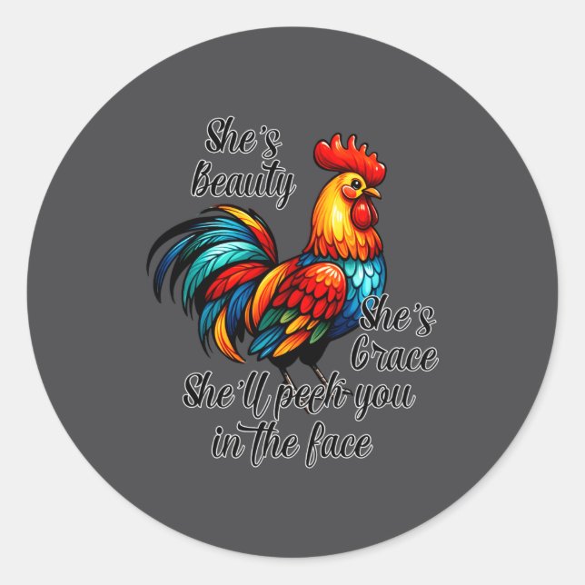 Sticker Rond Funny Chicken Quote  (Devant)