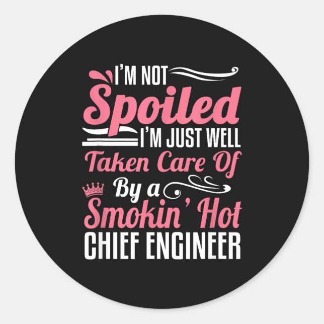 Sticker Rond Funny Chief Engineer Wife Girlfriend Maritime Vale (Devant)