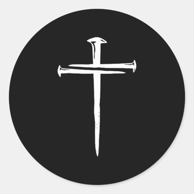 Sticker Rond Funny Christian Jesus Crist Three Nails Cross  (Devant)