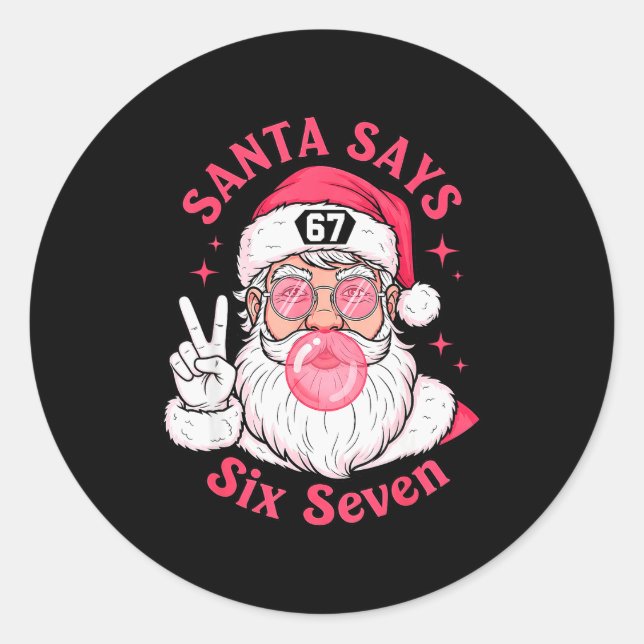 Sticker Rond Funny Christmas 67 Meme Brain Rot Santa Claus Xmas (Devant)