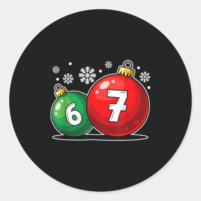 Sticker Rond Funny Christmas 67 Six Seven Meme Gen Alpha Slang  (Devant)