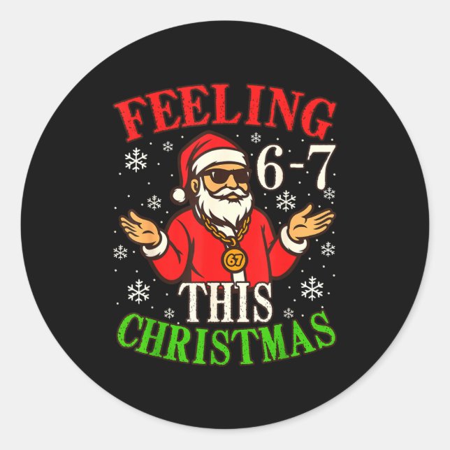Sticker Rond Funny Christmas 6-7 67 Six Seven Christmas Kids Te (Devant)