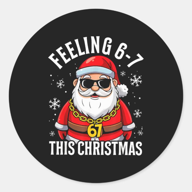 Sticker Rond Funny Christmas 6-7 67 Six Seven Christmas Kids Te (Devant)