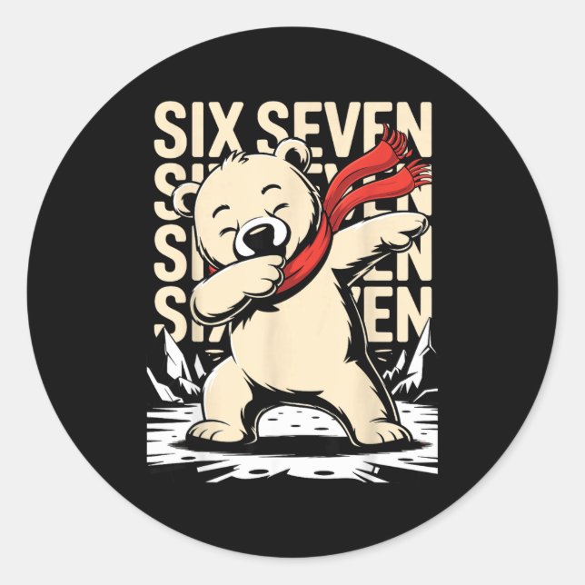 Sticker Rond Funny Christmas Bear Dabbing Xmas Dab Six Seven 67 (Devant)
