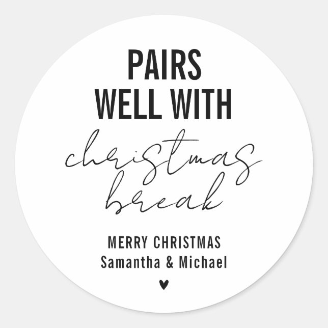 Sticker Rond Funny Christmas Break (Devant)