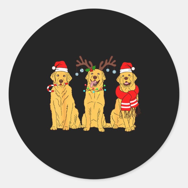 Sticker Rond Funny Christmas Dogs Design Dog Christmas Wearing  (Devant)