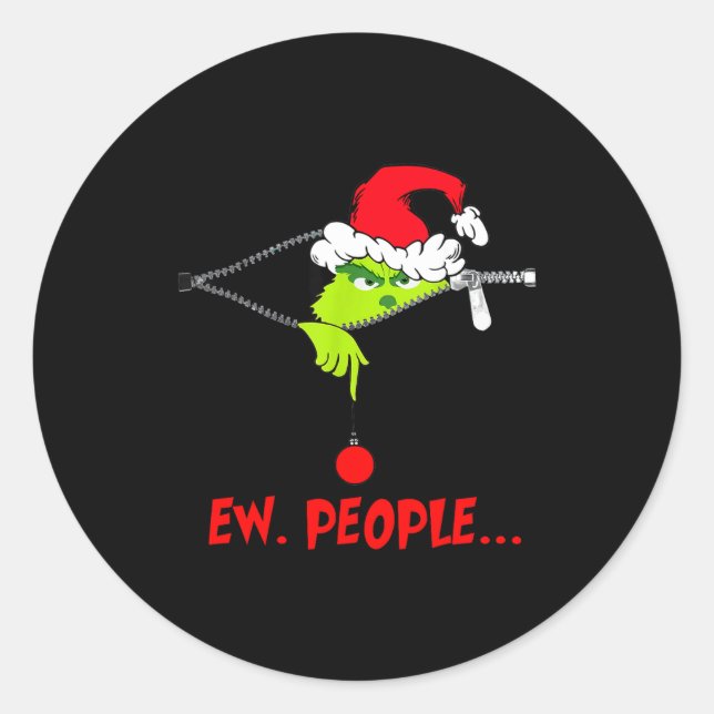 Sticker Rond Funny Christmas Ew People Men Women Kid Boys Girls (Devant)