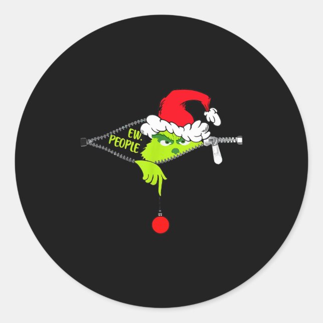 Sticker Rond Funny Christmas Ew People Men Women Kid Boys Girls (Devant)