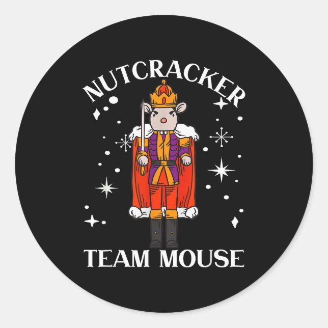 Sticker Rond Funny Christmas Family Dance Team Mouse Nutcracker (Devant)