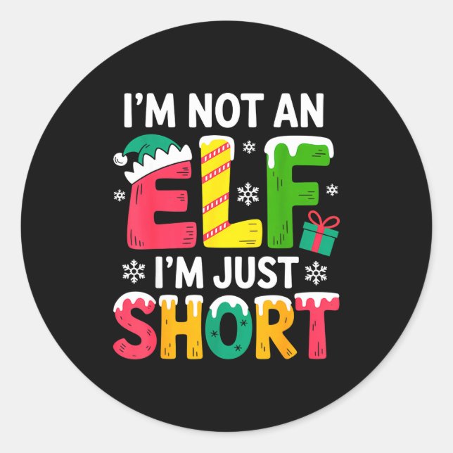Sticker Rond Funny Christmas Family Pajamas I'm Not An Elf I'm  (Devant)