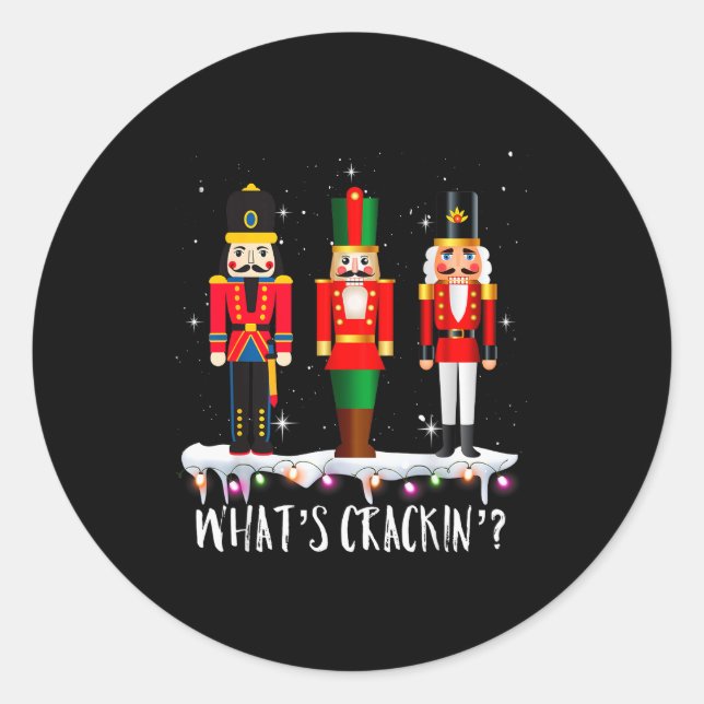 Sticker Rond Funny Christmas Family Whats Crackin_ Nutcracker - (Devant)