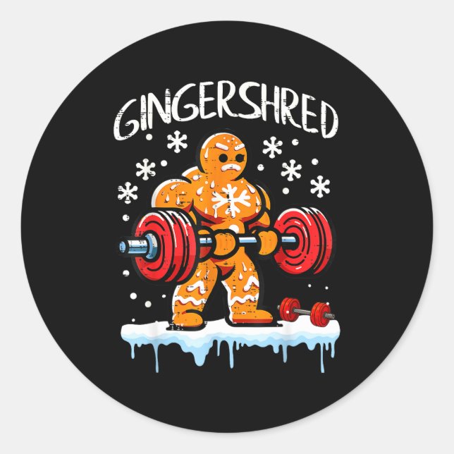 Sticker Rond Funny Christmas Gingerbread Gingershred Gym Bodybu (Devant)