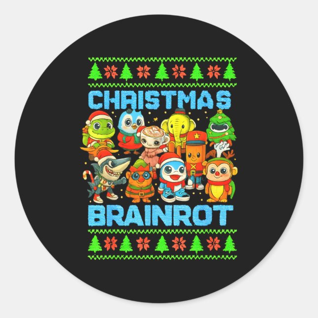 Sticker Rond Funny Christmas Italian Brain Rot Italian Brainrot (Devant)