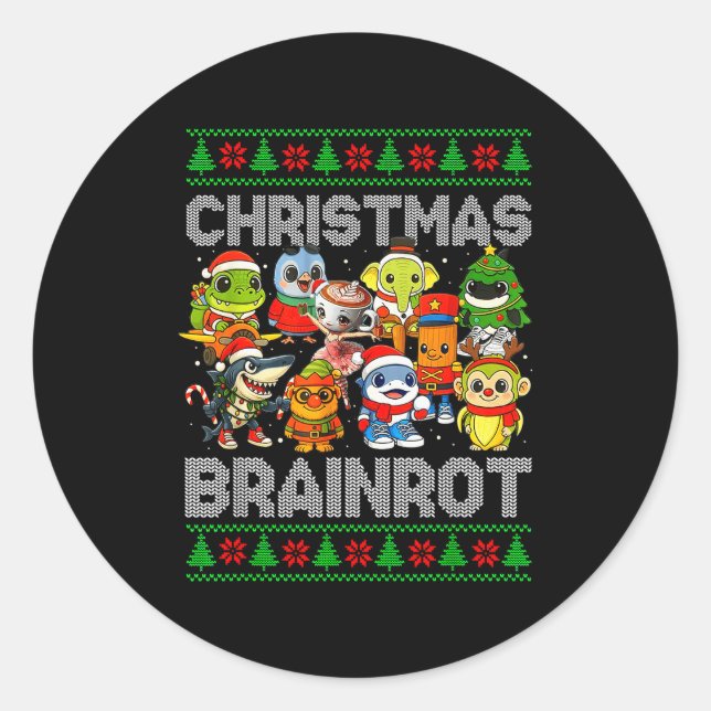 Sticker Rond Funny Christmas Italian Brain Rot Italian Brainrot (Devant)