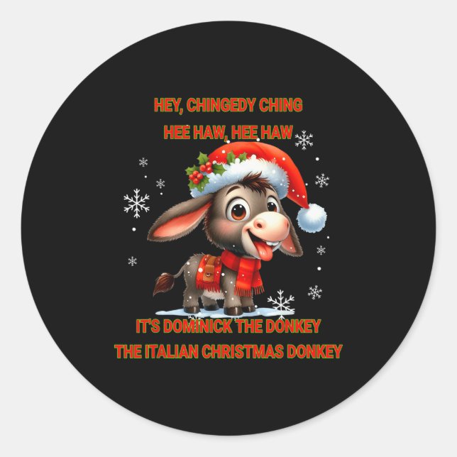 Sticker Rond Funny Christmas Italian Christmas Dominick The  (Devant)